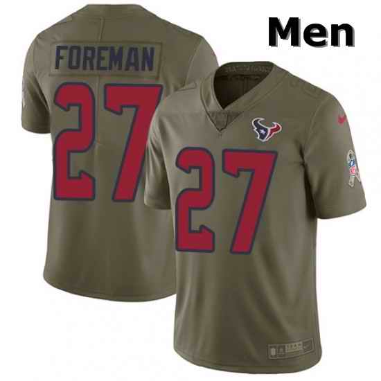 Men Nike Houston Texans 27 DOnta Foreman Limited Olive 2017 Salute to Service NFL Jersey